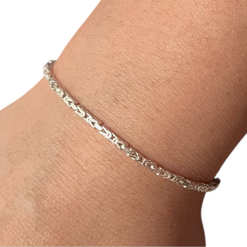 Elegant Sterling Silver Byzantine Bracelet